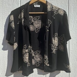 Black and Cream Floral Blouse